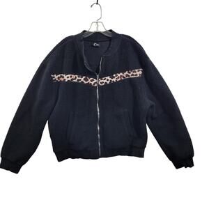 Zyia Active Women's Black  With Animal Print Full Zip Jacket Size 3XL 92223-0440